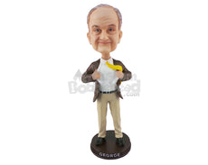 Custom Bobblehead Man Dressed For Office Wearing Tie, Jacket Shirt And Pants With Shoes - Leisure & Casual Casual Males Personalized Bobblehead & Cake Topper