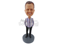 Custom Bobblehead Gorgeous Man With Tucked Hands Into Pants Wearing A Full Sleeve T Shirt - Leisure & Casual Casual Males Personalized Bobblehead & Cake Topper