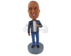 Custom Bobblehead Man Wearing A Nice Jacket With Shirt And Pants And Shoes - Leisure & Casual Casual Males Personalized Bobblehead & Cake Topper