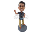 Custom Bobblehead Adventurous Man Wearing Shirt With Pocket And Pants And Shoes - Leisure & Casual Casual Males Personalized Bobblehead & Cake Topper