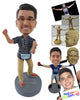 Custom Bobblehead Adventurous Man Wearing Shirt With Pocket And Pants And Shoes - Leisure & Casual Casual Males Personalized Bobblehead & Cake Topper