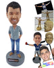 Custom Bobblehead Handsome Man With Tucked In Hands Wearing Jeans And Shirt - Leisure & Casual Casual Males Personalized Bobblehead & Cake Topper
