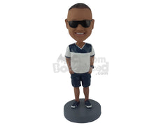 Custom Bobblehead Male Wearing Shorts Shirt And Amazing Shoes - Leisure & Casual Casual Males Personalized Bobblehead & Cake Topper