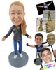 Custom Bobblehead Good Looking Woman With Long Hear Wearing A Cozy Pants And Shirt - Leisure & Casual Casual Males Personalized Bobblehead & Cake Topper
