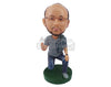 Custom Bobblehead Man Kneeling On One Knee Holding A Peace Sign - Leisure & Casual Casual Males Personalized Bobblehead & Cake Topper