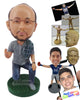 Custom Bobblehead Man Kneeling On One Knee Holding A Peace Sign - Leisure & Casual Casual Males Personalized Bobblehead & Cake Topper
