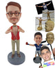 Custom Bobblehead Handsome Man Wearing Pants Shoes While Opening His Shirt To Reveal His Body - Leisure & Casual Casual Males Personalized Bobblehead & Cake Topper