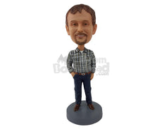 Custom Bobblehead Man Wearing Shirt With Belt, Pants And Shoes - Leisure & Casual Casual Males Personalized Bobblehead & Cake Topper