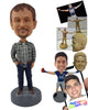Custom Bobblehead Man Wearing Shirt With Belt, Pants And Shoes - Leisure & Casual Casual Males Personalized Bobblehead & Cake Topper