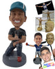 Custom Bobblehead Man Kneeling On One Knee Giving Cool Sign Wearing A Cap - Leisure & Casual Casual Males Personalized Bobblehead & Cake Topper