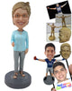 Custom Bobblehead Woman Giving Thumbs Up Sign - Leisure & Casual Casual Females Personalized Bobblehead & Cake Topper