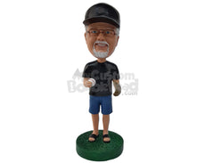 Custom Bobblehead Baseball Fan Holding Baseball In His Hand And Wearing His Favorite Jersey - Leisure & Casual Casual Males Personalized Bobblehead & Cake Topper