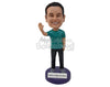 Custom Bobblehead Man Waving While Gorgeous - Leisure & Casual Casual Males Personalized Bobblehead & Cake Topper