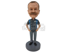 Custom Bobblehead Business Man With Tucked Hands Into Pocket Wearing Nice Clothes - Leisure & Casual Casual Males Personalized Bobblehead & Cake Topper