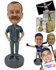Custom Bobblehead Business Man With Tucked Hands Into Pocket Wearing Nice Clothes - Leisure & Casual Casual Males Personalized Bobblehead & Cake Topper