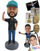 Custom Bobblehead Man Pointing Towards His Stylish Hat - Leisure & Casual Casual Males Personalized Bobblehead & Cake Topper