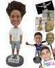Custom Bobblehead Handsome Man Wearing Shorts And Shirt - Leisure & Casual Casual Males Personalized Bobblehead & Cake Topper