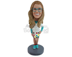 Custom Bobblehead Gorgeous Woman Wearing A Beautiful Dress - Leisure & Casual Casual Females Personalized Bobblehead & Cake Topper