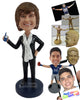 Custom Bobblehead Woman Holding Phone In Hand While Wearing Scarf - Leisure & Casual Casual Females Personalized Bobblehead & Cake Topper
