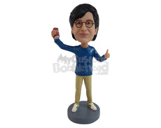 Custom Bobblehead Man Holding Soda In Hand And Giving Thumbs Up - Leisure & Casual Casual Males Personalized Bobblehead & Cake Topper