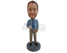 Custom Bobblehead Office Man Holding Coffee In His Hands - Leisure & Casual Casual Males Personalized Bobblehead & Cake Topper