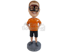 Custom Bobblehead Guy About To Go For Snorkeling - Leisure & Casual Casual Males Personalized Bobblehead & Cake Topper