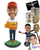 Custom Bobblehead Guy With Big Glove Holding Drink In His Hand With Other Hand Tucked To Pocket - Leisure & Casual Casual Males Personalized Bobblehead & Cake Topper