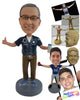 Custom Bobblehead Man Giving Thumbs Up And Holding Coffee In Other Hand - Leisure & Casual Casual Males Personalized Bobblehead & Cake Topper