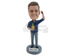 Custom Bobblehead Man Holding Peach In His Hand - Leisure & Casual Casual Males Personalized Bobblehead & Cake Topper