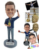 Custom Bobblehead Man Holding Peach In His Hand - Leisure & Casual Casual Males Personalized Bobblehead & Cake Topper