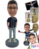 Custom Bobblehead Cool guy with one hand in pocket wearing a round-neck t-shirt tennis shoes - Leisure & Casual Casual Males Personalized Bobblehead & Action Figure