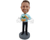Custom Bobblehead Elegant Dressed Man Opening a House Box Gift - Leisure & Casual Casual Males Personalized Bobblehead & Action Figure