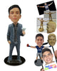 Custom Bobblehead Formal Party Dude In Suit Holding A Champagne Glass - Leisure & Casual Casual Males Personalized Bobblehead & Cake Topper