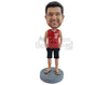 Custom Bobblehead Relaxed guy with sleeveless v-neck shirt, shorts and sandals with hands in the pockets - Leisure & Casual Casual Males Personalized Bobblehead & Action Figure
