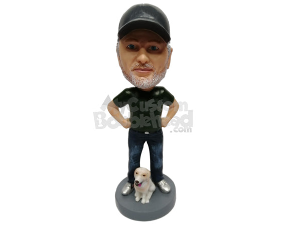 Custom Bobblehead Strong dude wearing t-shirt and jeans proud of him self - Pet Not Included  - Leisure & Casual Casual Males Personalized Bobblehead & Action Figure
