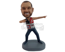 Custom Bobblehead Awesome looking dude cheating for his team wearing a sleeveless v-neck jersey and pants - Leisure & Casual Casual Males Personalized Bobblehead & Action Figure