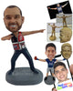 Custom Bobblehead Awesome looking dude cheating for his team wearing a sleeveless v-neck jersey and pants - Leisure & Casual Casual Males Personalized Bobblehead & Action Figure