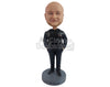 Custom Bobblehead Nice dude with both hands in pocket wearing a zip-up jacket - Leisure & Casual Casual Males Personalized Bobblehead & Action Figure