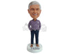Custom Bobblehead Elegante and relaxed guy with button down shirt and sandals - Leisure & Casual Casual Males Personalized Bobblehead & Action Figure