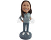 Custom Bobblehead Sporty girl ready to sip some champagne after workout - Leisure & Casual Casual Females Personalized Bobblehead & Action Figure