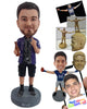 Custom Bobblehead Naughty dude giving his finger wearing nice clothe holding a beer - Leisure & Casual Casual Males Personalized Bobblehead & Action Figure
