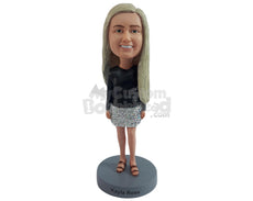 Custom Bobblehead Beautiful girl wearing long sleeve shirt and sparkly skirt - Leisure & Casual Casual Females Personalized Bobblehead & Action Figure