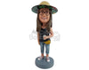 Custom Bobblehead Relaxed gal having a beer on a hot summer day wearing sleeveless shirt, capri jeans and a fanny pack - Leisure & Casual Casual Females Personalized Bobblehead & Action Figure