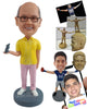 Custom Bobblehead Happy  man wearing colorful clothe holding his mise on one hand - Leisure & Casual Casual Males Personalized Bobblehead & Action Figure