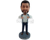 Custom Bobblehead Super strong man wearing casual outfit ready to rip his cloth off - Leisure & Casual Casual Males Personalized Bobblehead & Action Figure