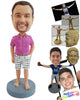 Custom Bobblehead Handsome male barefeet wearing polo shirt and shorts - Leisure & Casual Casual Males Personalized Bobblehead & Action Figure