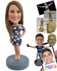 Custom Bobblehead Summer girl wearing dazzling beach dress - Leisure & Casual Casual Females Personalized Bobblehead & Action Figure