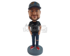 Custom Bobblehead Handsome dude wearing t-shirt and ripped jeans and fashonable shoes - Leisure & Casual Casual Males Personalized Bobblehead & Action Figure