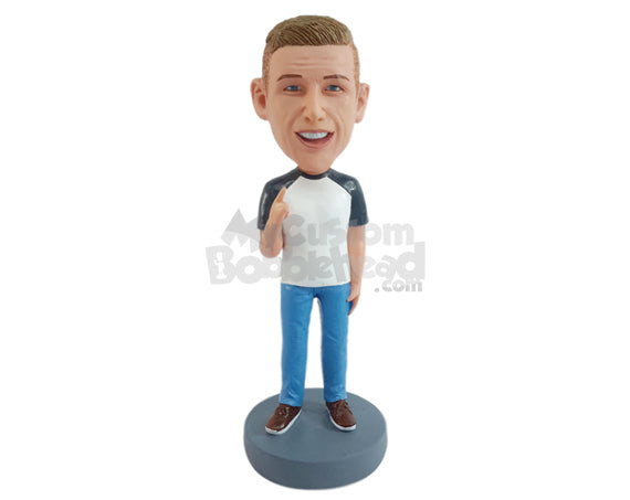 Custom Bobblehead Male raising one hand try to give his idea wearing nice clothe - Leisure & Casual Casual Males Personalized Bobblehead & Action Figure
