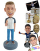 Custom Bobblehead Male raising one hand try to give his idea wearing nice clothe - Leisure & Casual Casual Males Personalized Bobblehead & Action Figure